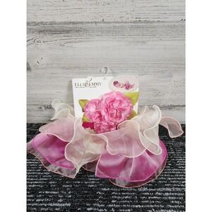 Elly & Emmy Tutu Set Baby Girl 0-6M Pink Floral Headband Organza Skirt NWT